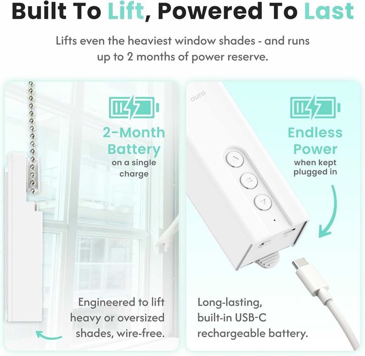 Aura мотор за ролетни щори, автоматизира съществуващи, Bluetooth