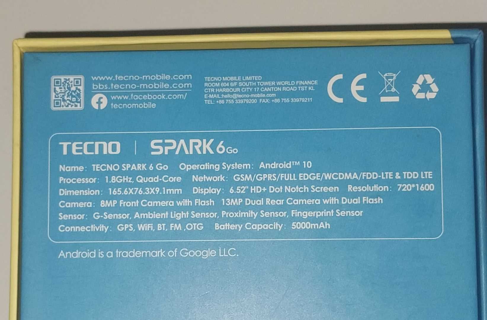 Продам б/у смартфон TECNO 6 GO