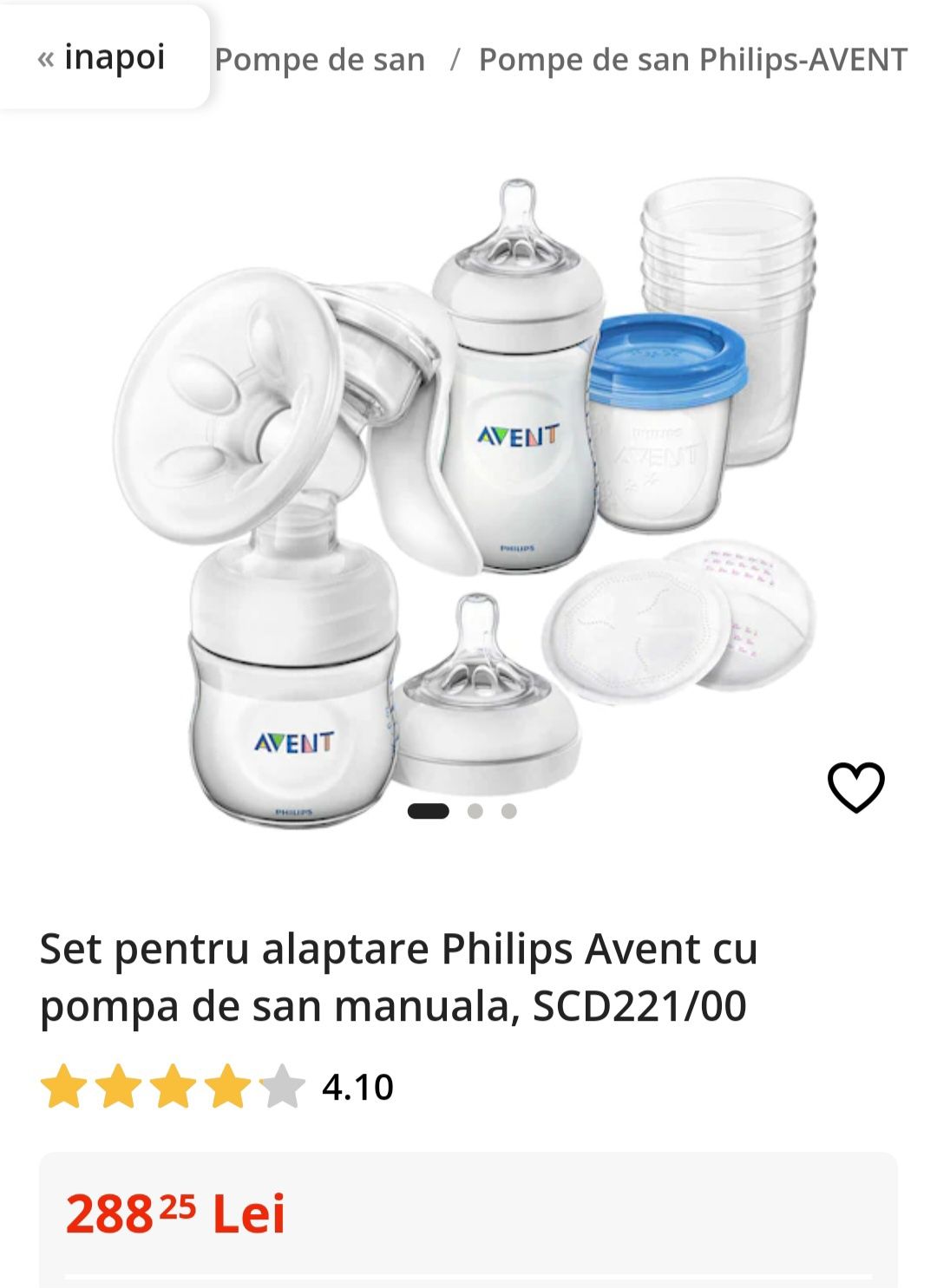 Pompa manuala set alăptare philips avent