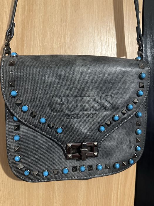 Geantă Guess autentică- model rar cu detalii turcoaz