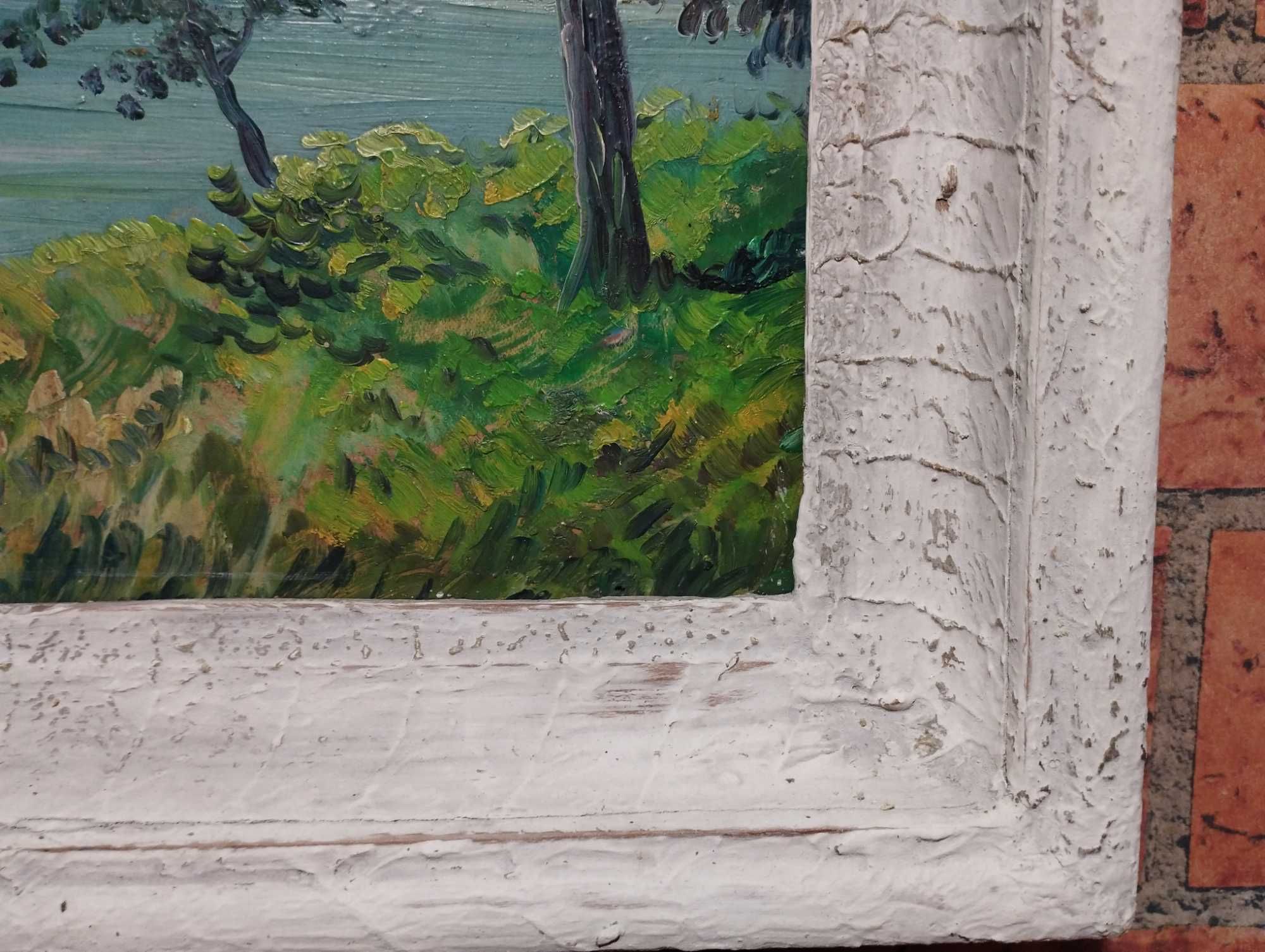 Картина пейзаж с маслени бои на дървен фазер(шперплат)