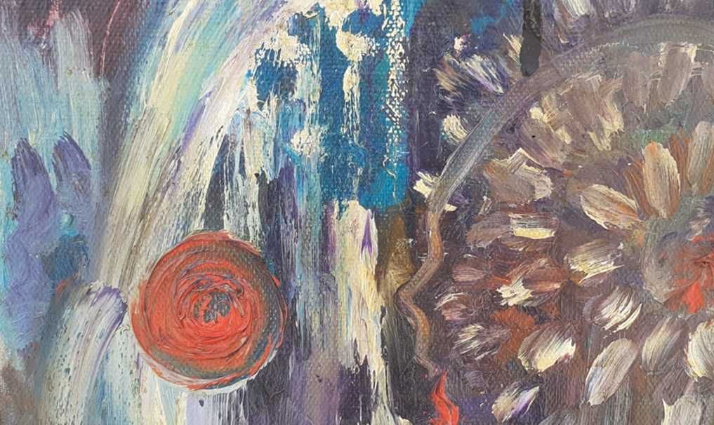 Tablou vechi - abstract - semnat