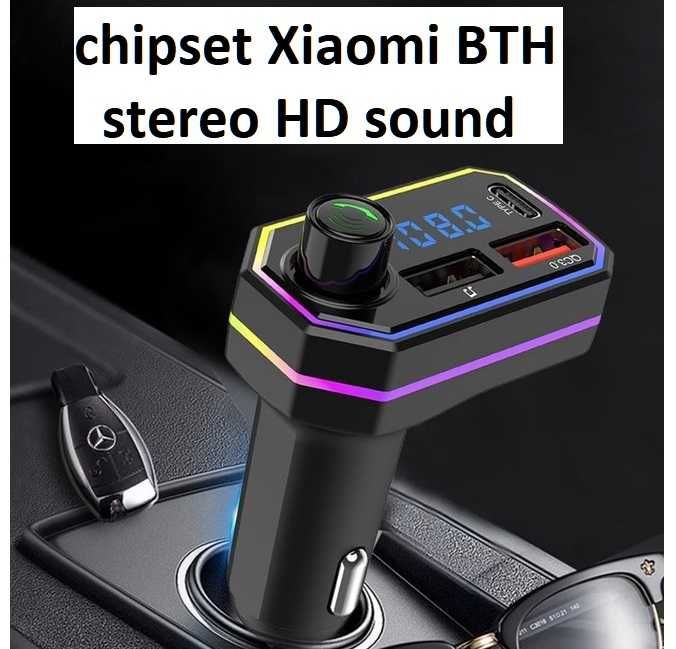 Modulatoare bluetooth auto sunet Hd incarcator telefon 2Usb + Type C