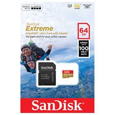 Sandisk Extreme microSDXC 64GB 100mb/s UHS-I Card with Adapter