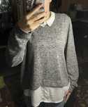 bluza cu maneci lungi si guler alb