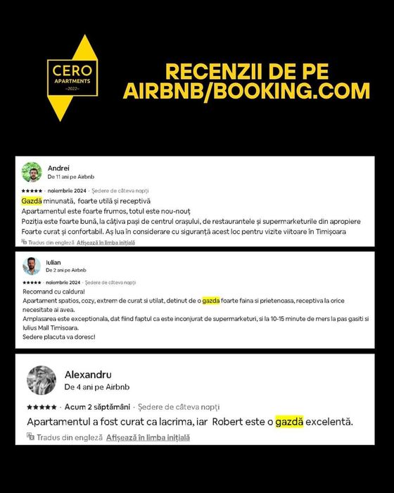 Administrare Apartamente Regim Hotelier (Airbnb/Booking)