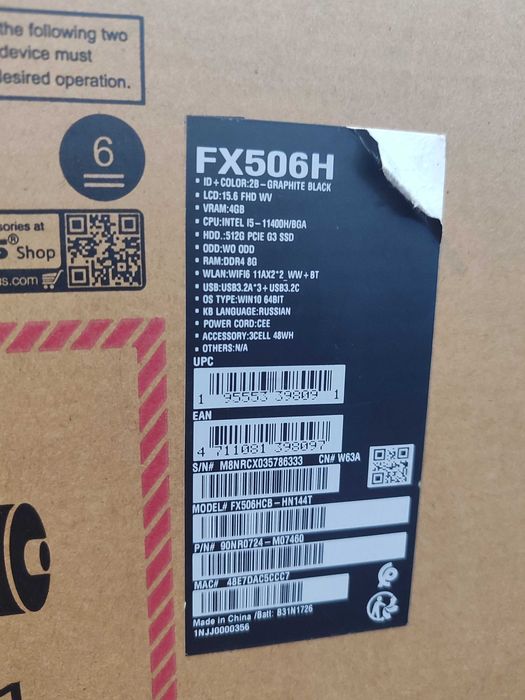 Мощный игравой ноутбук Asus Tuf gaming Intel Core i5-11400H