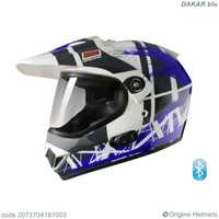 Каска Origine Gladiatore Dakar Gloss White / Blue with BLiNC G2