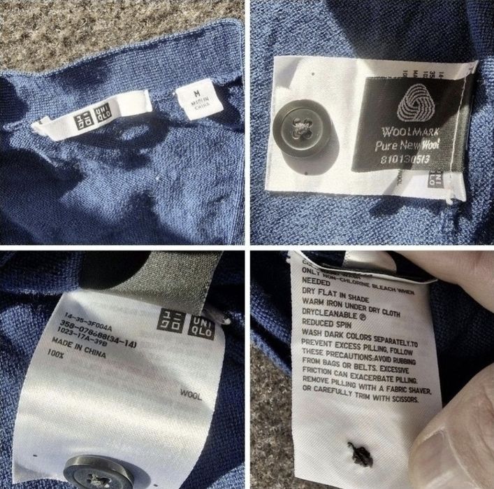 Cardigan/Pulover bărbătesc Uniqlo, 100% lână (Woolmark) - Mărimea M