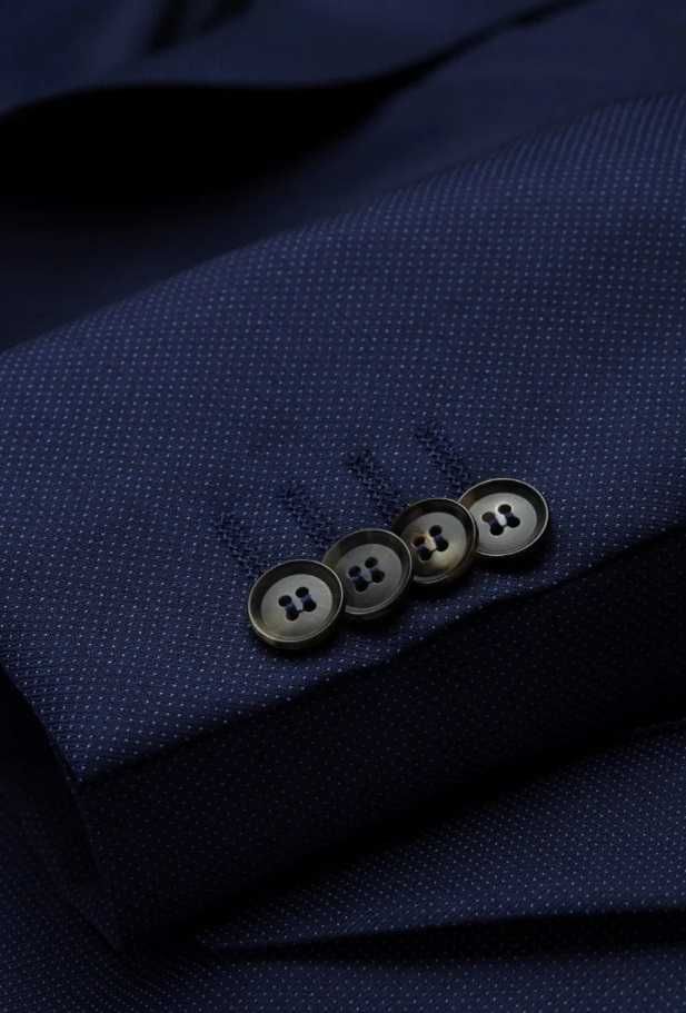 Costum slim 46 S de lux DIGEL material premium moale respirabil navy