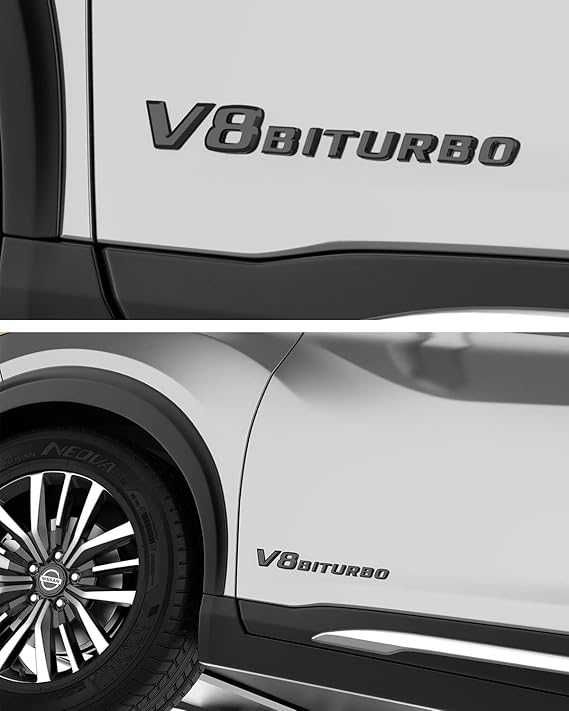 V8 BITURBO лого Mercedes V8 Битурбо черен гланц
