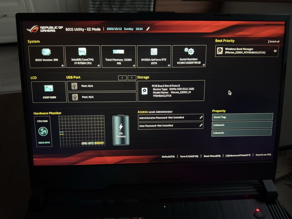 Laptop Gaming Asus Rog Strix G531 I7 RTX 2070 8Gb 16Gb Ram 512Gb SSD