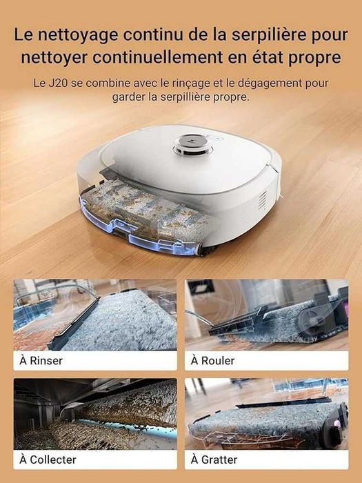 Прахосмукачка робот Eureka J20 (Бял) RollRenew моп 8000Pa