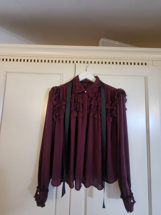 Camasa  Zara rosu/vișiniu femei cu volane,marimea M