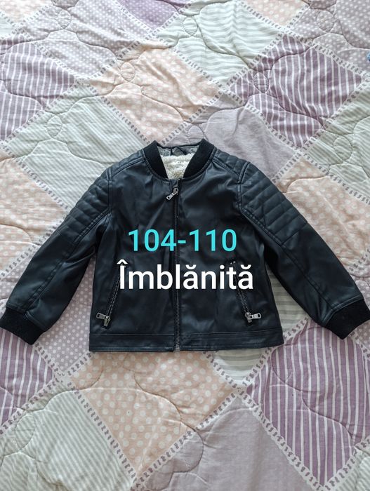 Geacă piele băieți îmblănită 104-110 (2 bucăți)