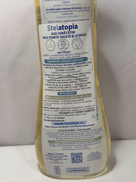 Ulei de curatare pentru piele atopica Stelatopia, 500 ml, Mustela