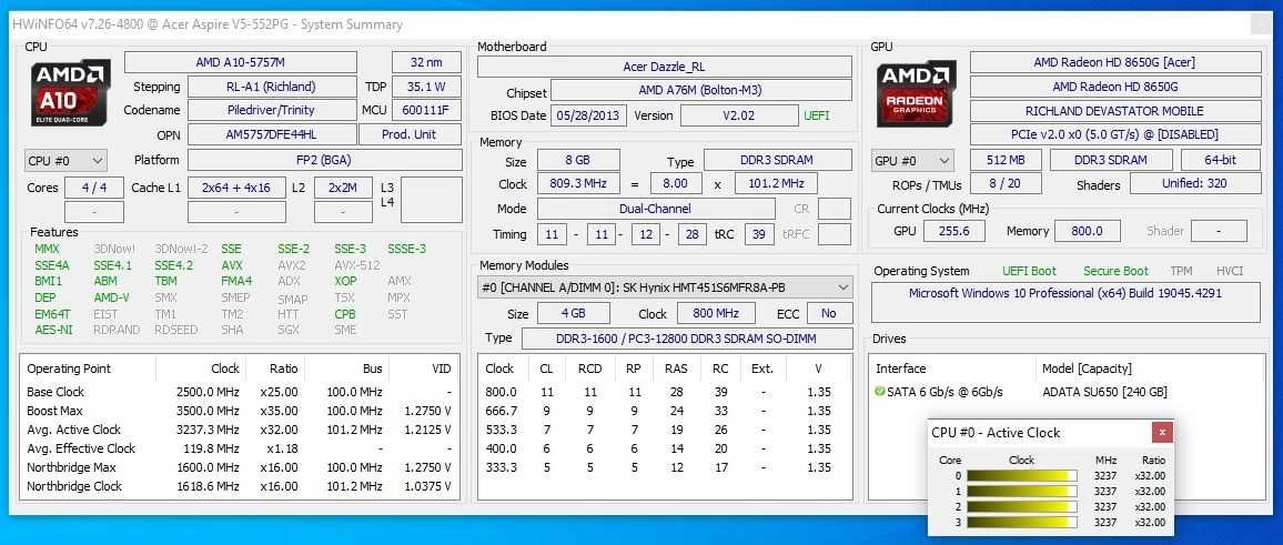 Acer V5-552G AMDA10-5757M 8GB SSD 240GB AMDRadeon™ HD 8750M 2GB  TOUCH