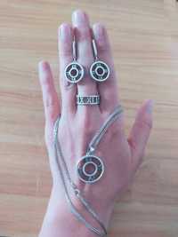 Серебро 925 комплект набор, серьги, кулон, кольцо, цепочка !!