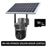 Camera Supraveghere 4G panou solar 2 camere 6MP card 128Gb inclus