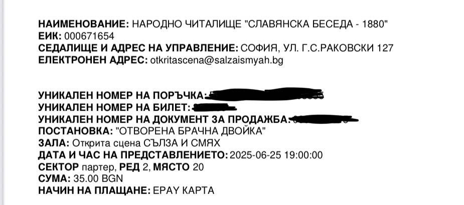 Билети “Отворена брачна двойка”
