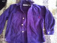 Риза - джинсова, лилава за 3-4 годишно дете
