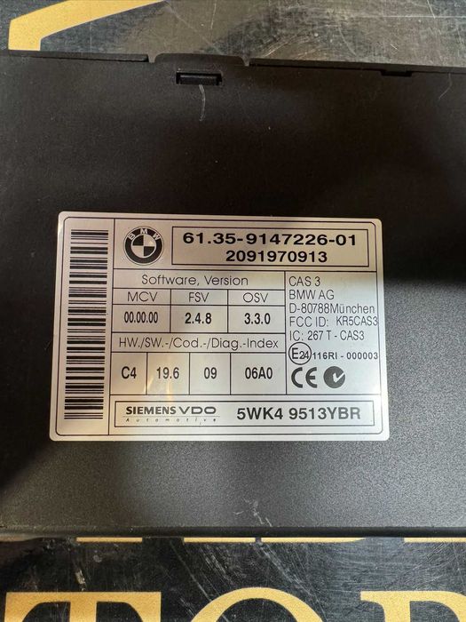 BMW CAS3 модул 5WK49513YBR – оригинален Siemens VDO