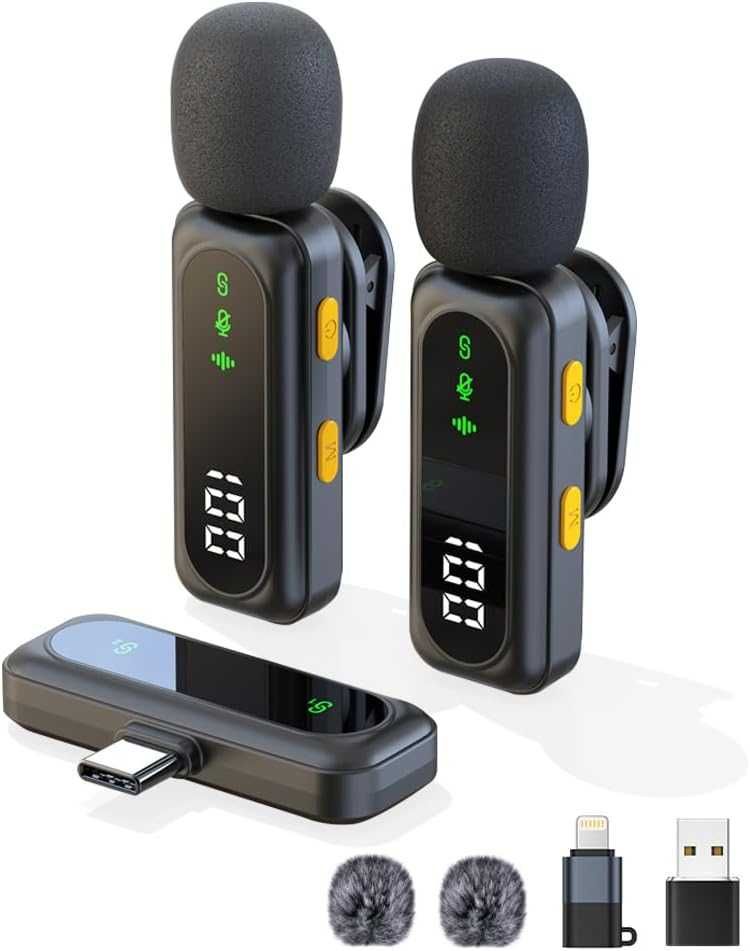 Безжичен микрофон Lavalier за iPhone - iPad, Android телефон, компютър