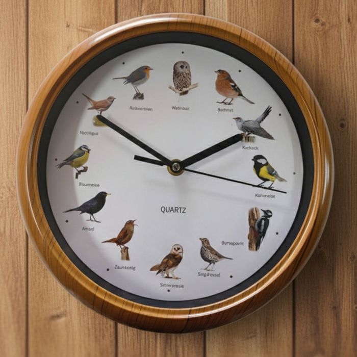 Стенен часовник с автентични птичи песни – природа във всеки час