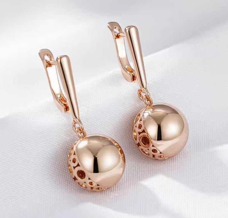 GP11, cercei placati aur 14k, incuietoare sigura, bile mari