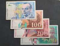 Vânzarea bancnotelor din Franța 1994 1997. Set de 4 bucăți.
