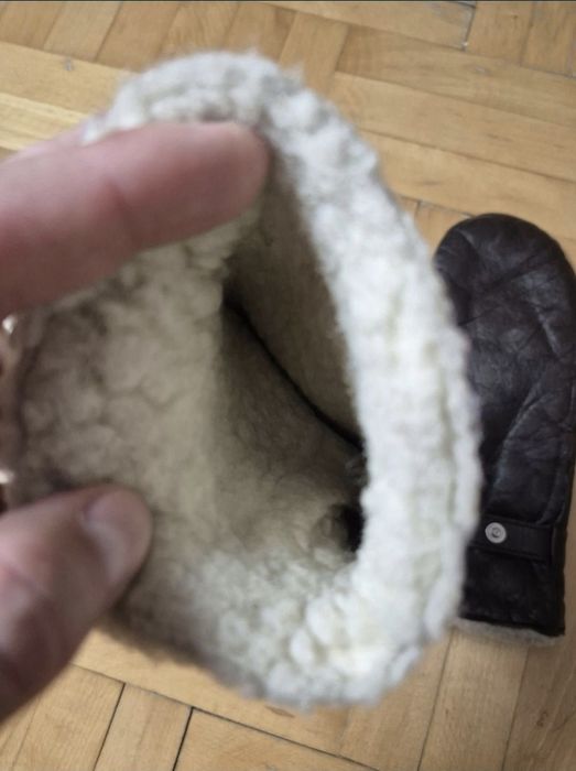 Mănuși Made in Italy din piele naturală de vițel + lână groasă S/M