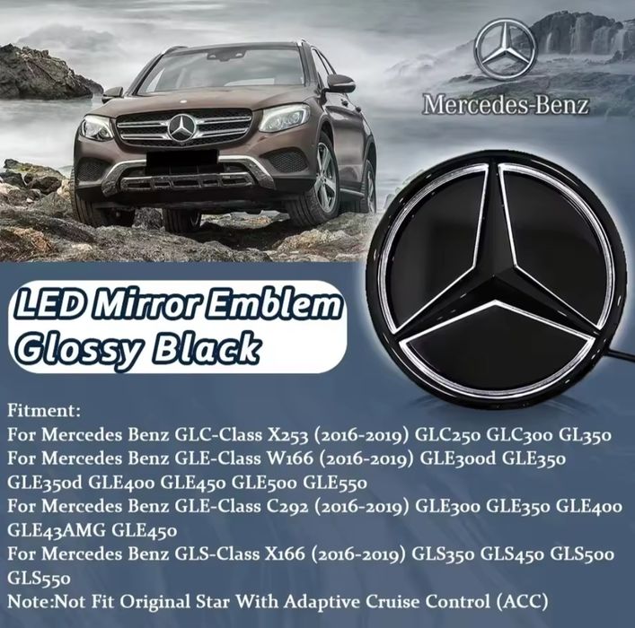 Emblema Logo Mercedes Luminata LED alb X253 W166 C292 X166 GLC GLE GLS