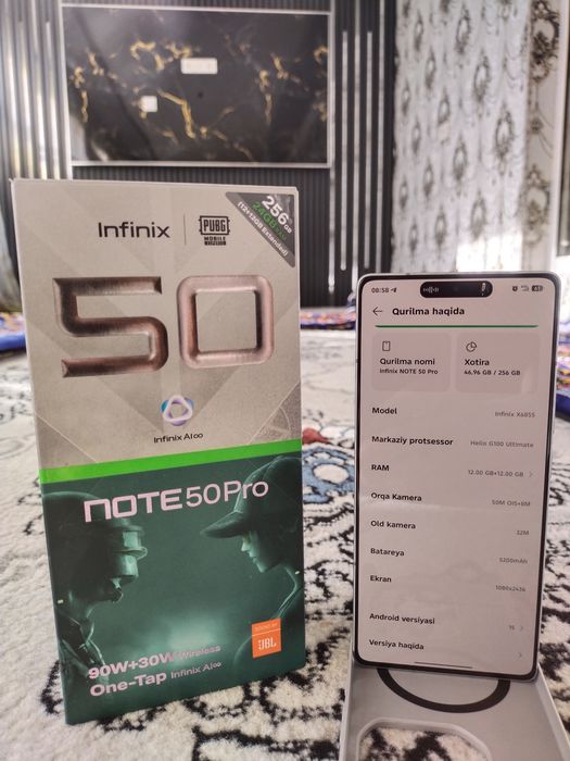 Infinix note 50 pro 12+12/256 gb yangi