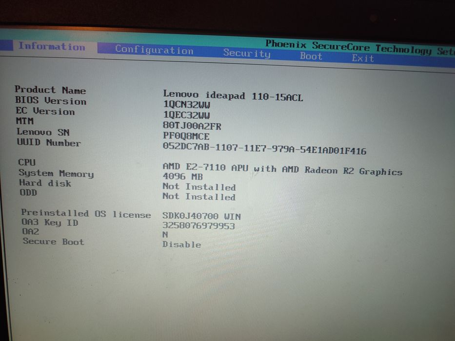 Placa de baza laptop Lenovo ideapad 110-15ACL - AMD E2-7110