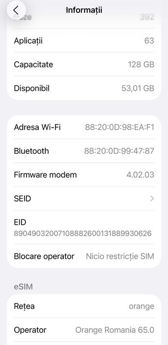 iPhone 14, 128 GB, liber de rețea