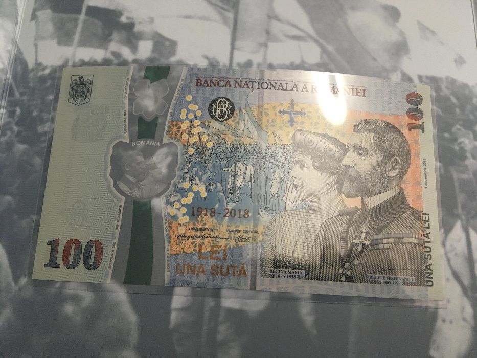 Bancnota de 100 de lei cu Regele Ferdinand şi Regina Maria