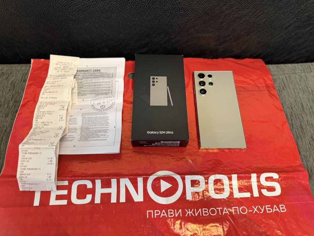 КАТО НОВ 512GB Samsung S24 Ultra 12GB Гаранция Technopolis до 2026