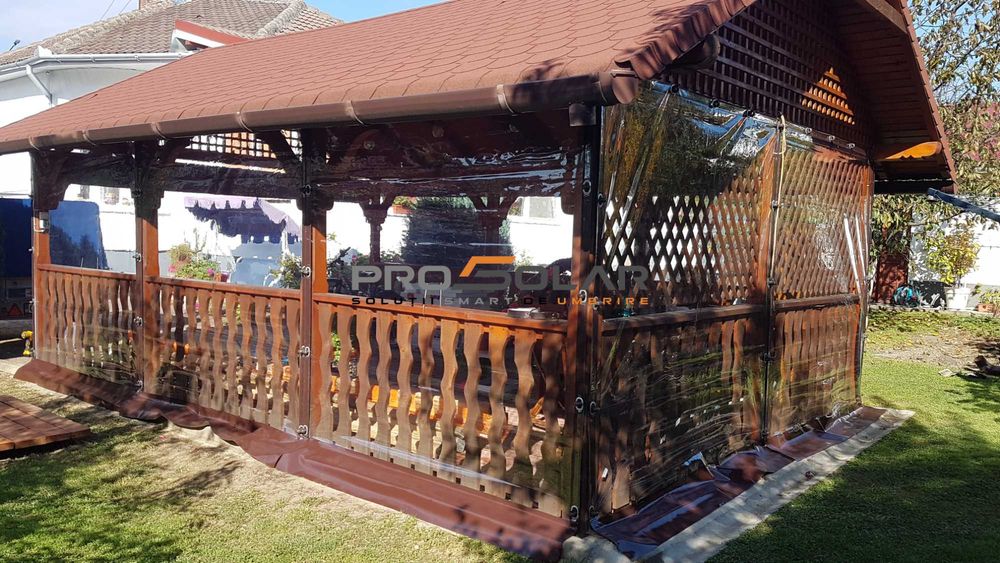 Pereti anti-vant/Rulou transparent/Folie capse/Prelata terasa