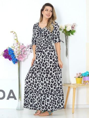 Rochie lungă cu imprimeu animal print