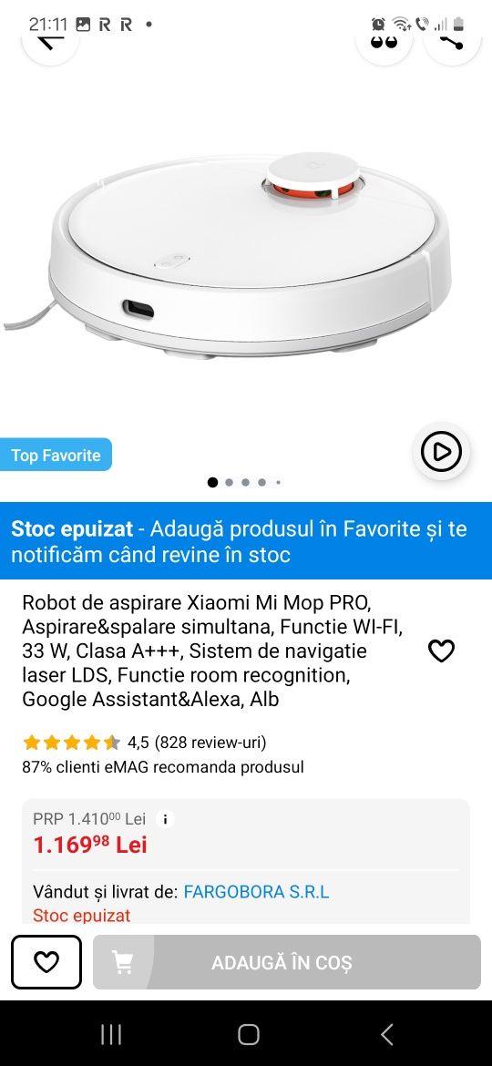 Robot de aspirare Xiaomi Mi Mop Pro