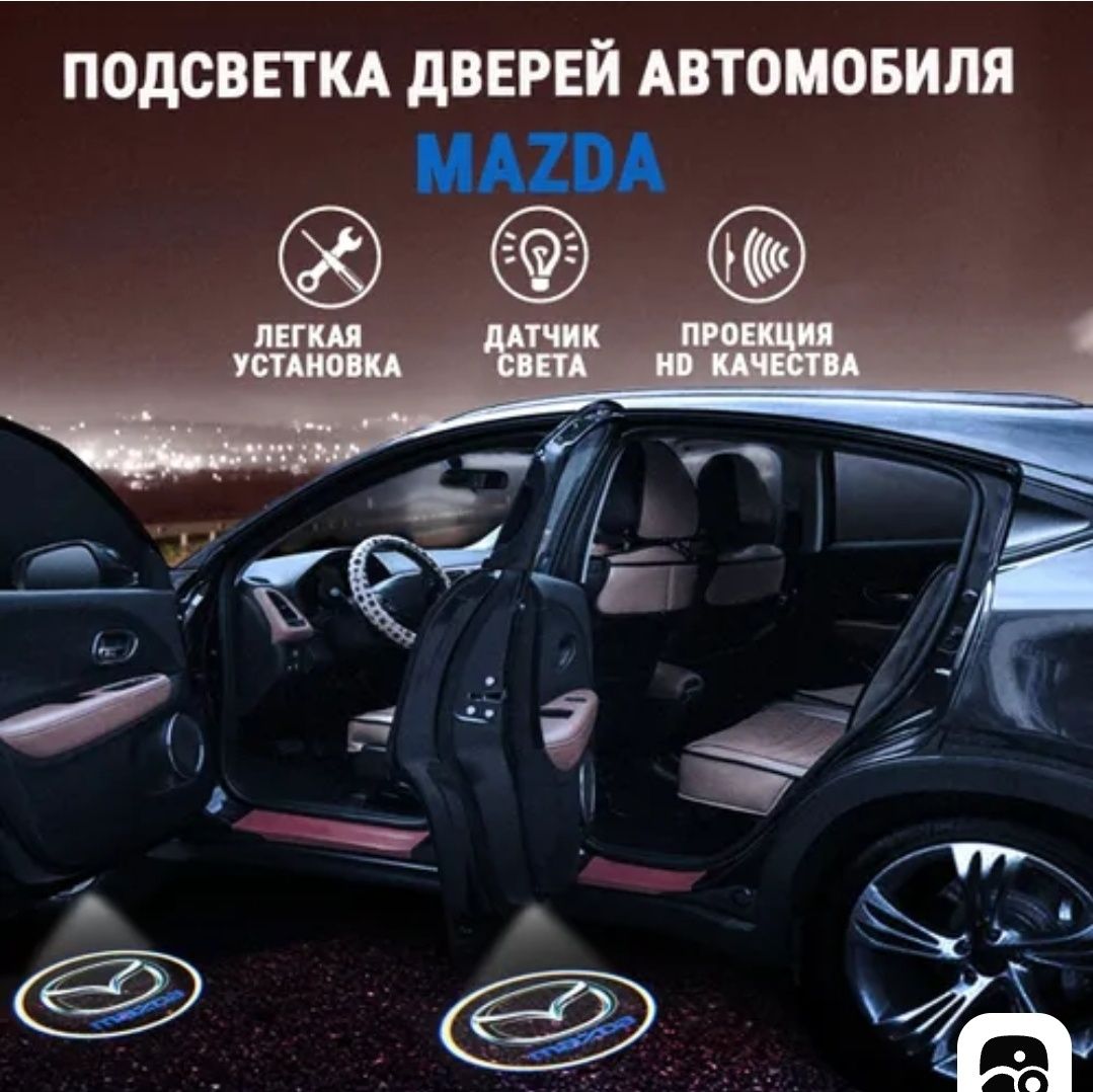 Подсветка с логотипом на двери авто