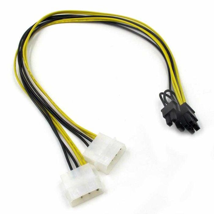 Кабель переходник для питания видеокарты 2 molex x 8 pin (6+2). Новый