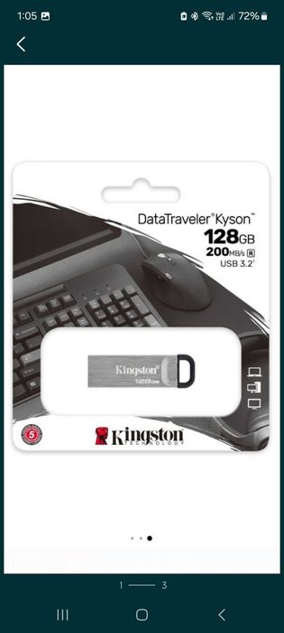 Memorie USB Kingston DataTraveler Kyson, 128GB, USB 3.2 NOU, sigilat