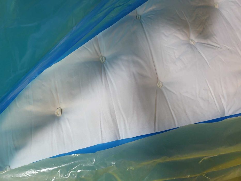 Син диван от плат с функция сън голяма двойка