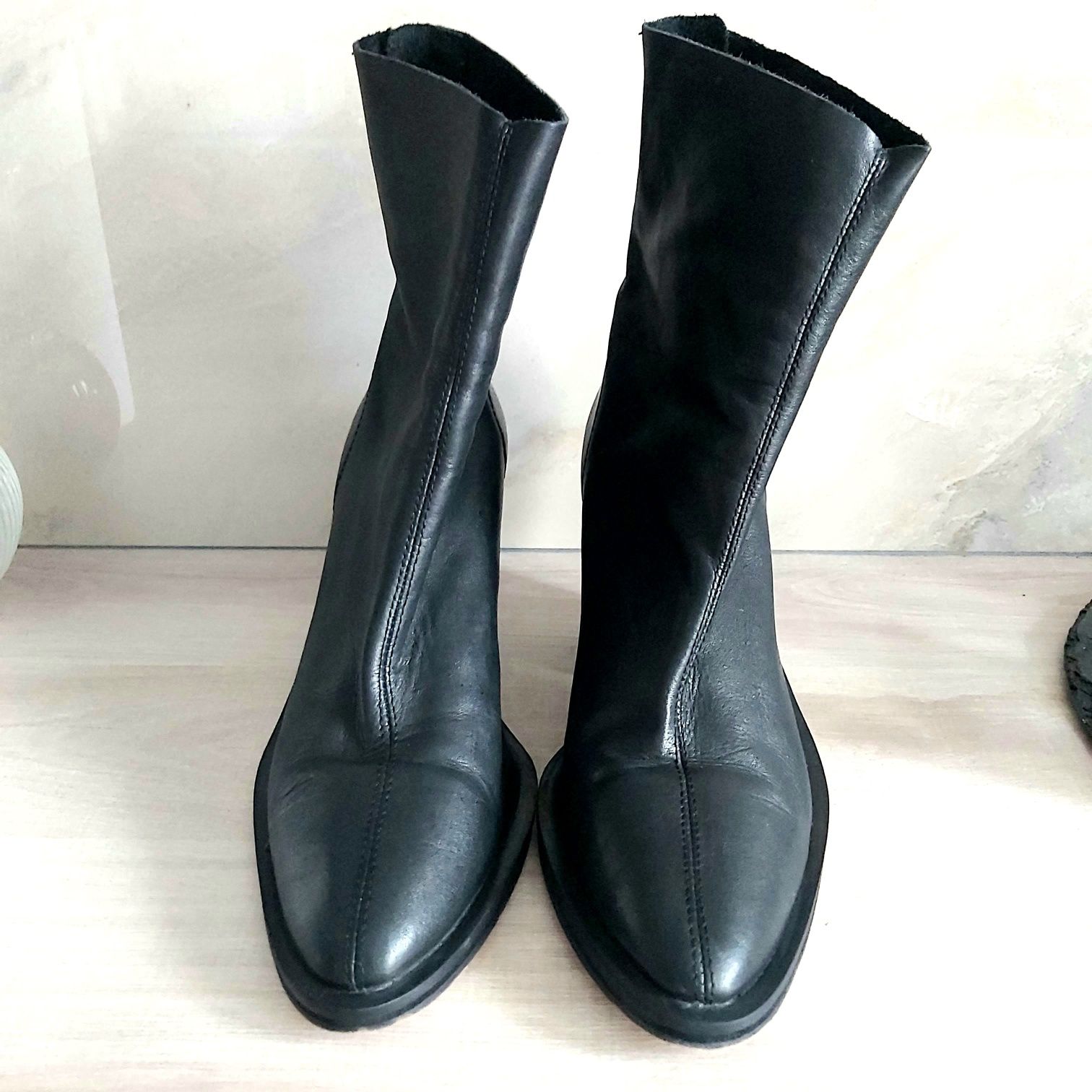 Botine negre de damă TOPSHOP, din piele naturală, mărimea 37