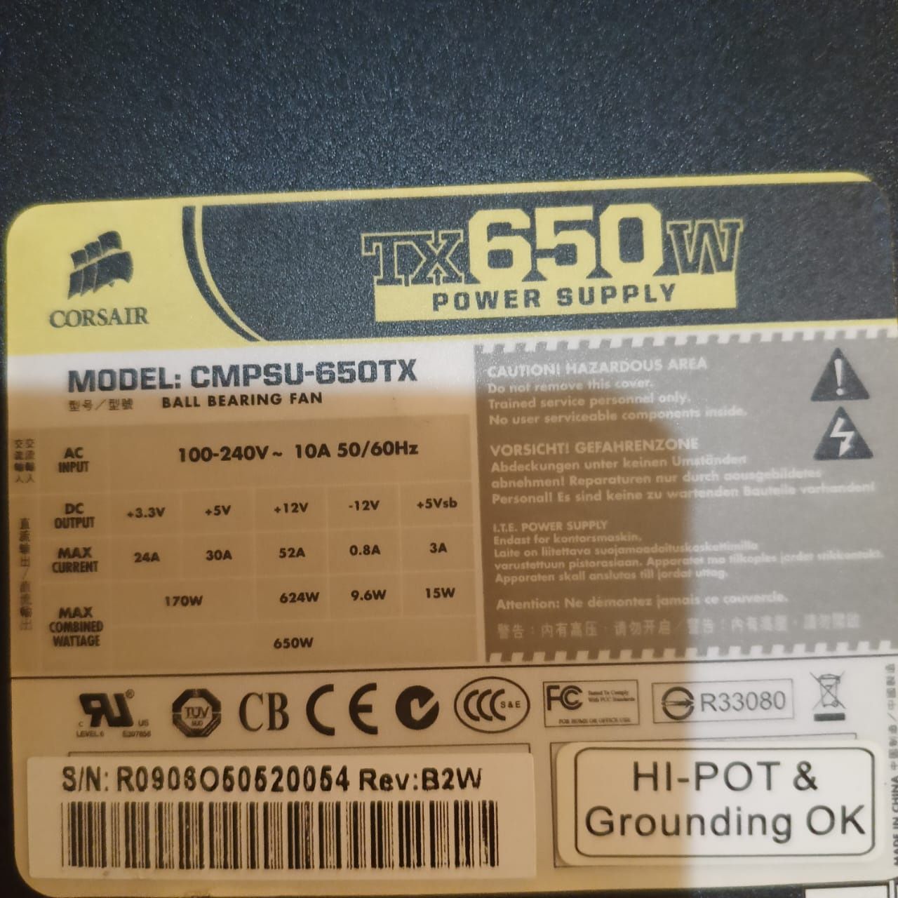 Блок питания Corsaer TX650W.