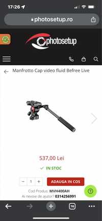 Manfrotto Cap video fluid Befree Live