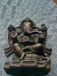 Statueta bronz vechi Ganesha, zeul hindus cu cap de elefant