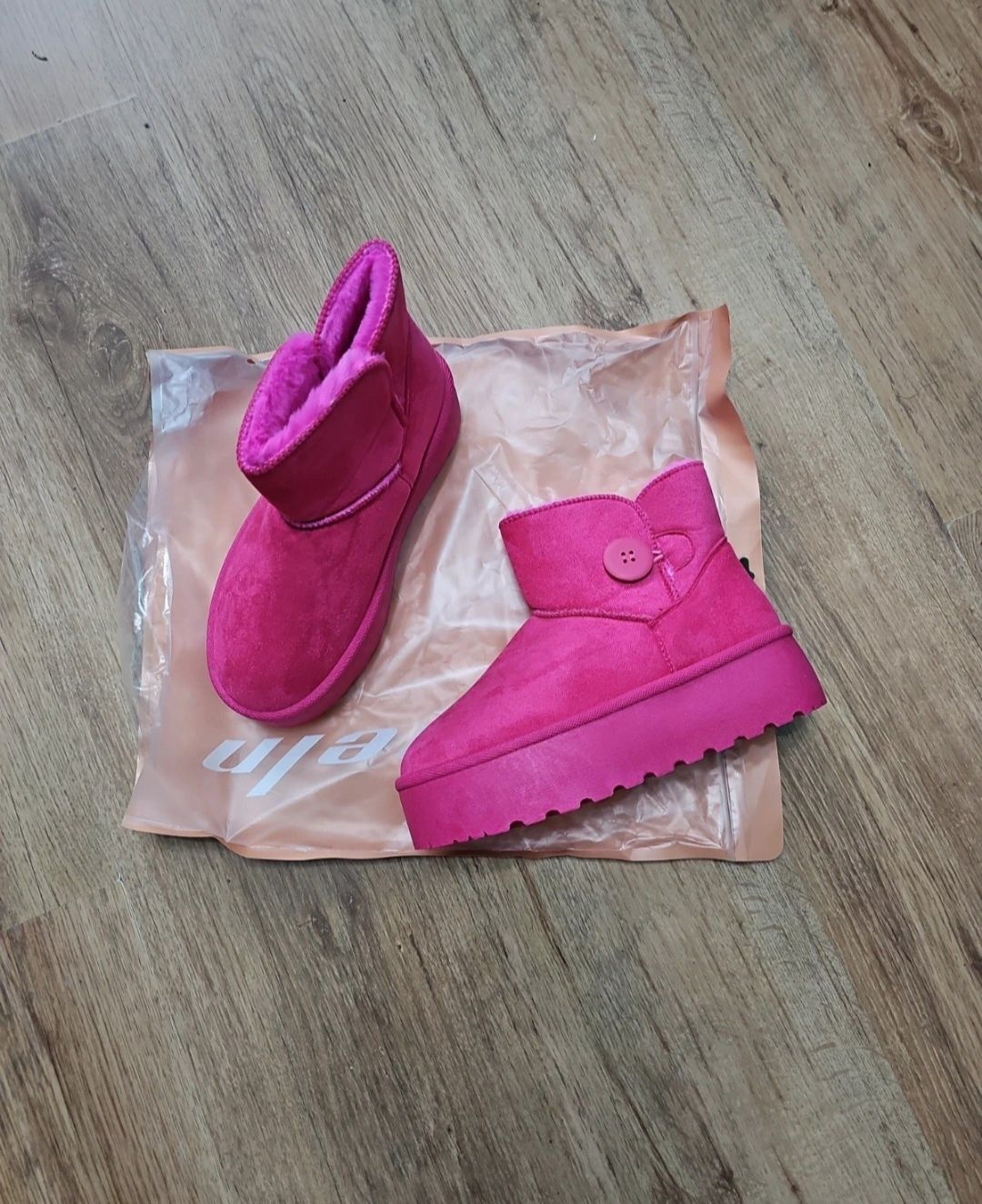 Cizme tip ugg roz