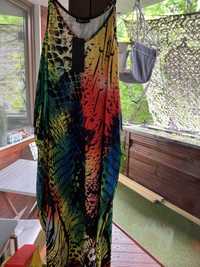 Дълга дамска цветна рокля НОВА с уникален принт и дизайн